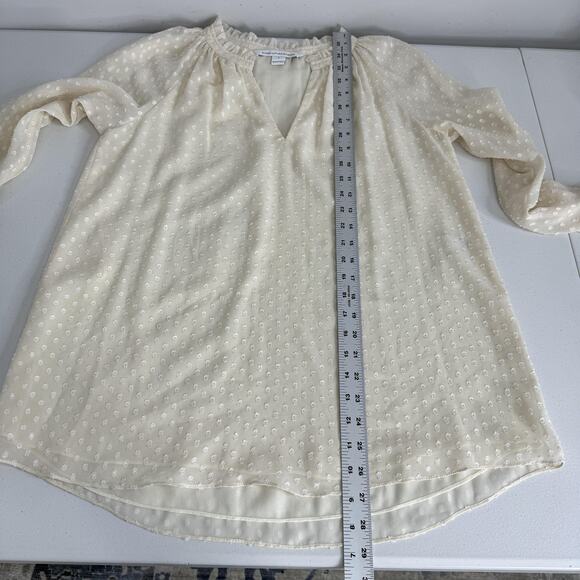 Diane von Furstenberg Blouse Womens 6 Cream Swiss Dot Popover Top Preppy Boho - Picture 11 of 15